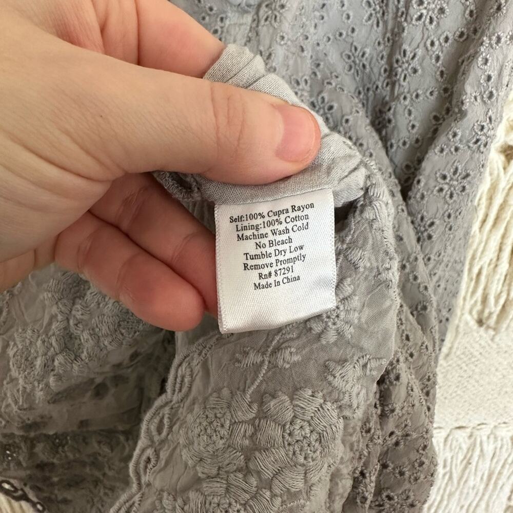 Johnny Was Gray Eyelet Ruffle Mini Dress - Picture 4 of 7